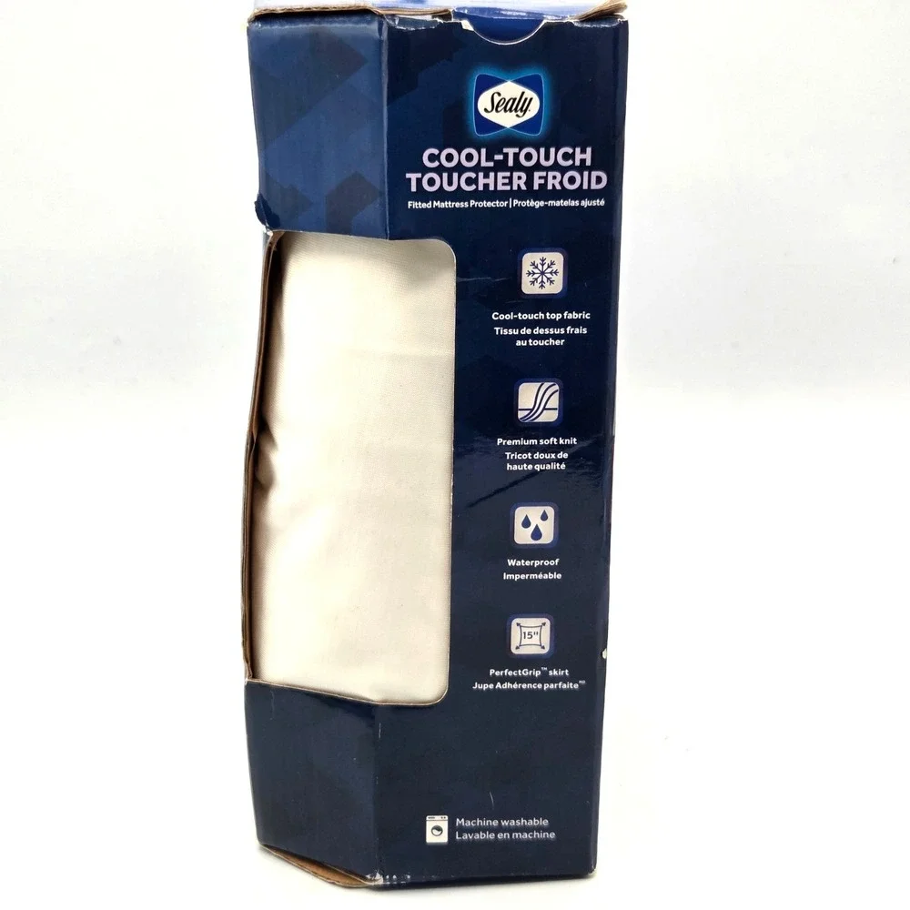 Sealy Elite Cool Touch Twin White Fitted Mattress Protector Waterproof NIB #3180